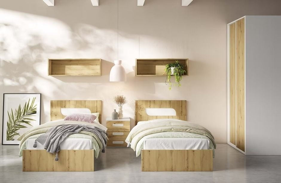 Dormitorio doble minimalista de diseño